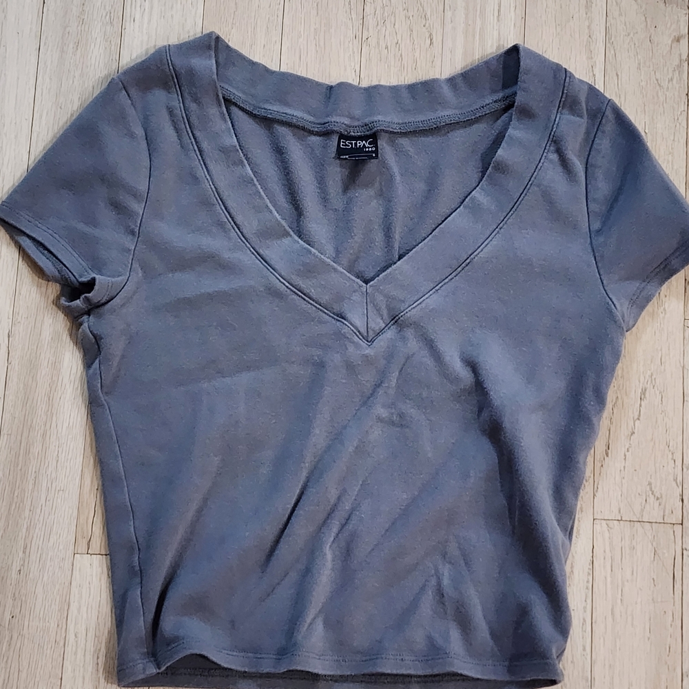 Women's Charcoal V-Neck Tee